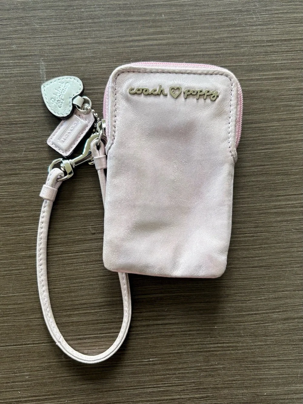 Coach Poppy Legacy Pink Vertical Wristlet
